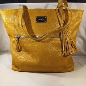 Nine West Croc-Embossed Tote Bag – Yellow – Good Condition